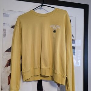 Old Navy Woman's Tall Yellow Sweatshirt Palm Tree - Good Vibes Crew - Medium